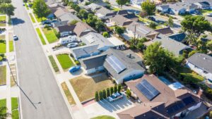 neighborhood with solar panels on homes