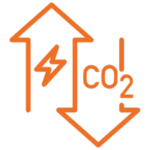 electric arrow up and a carbon arrow down icon