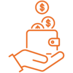 coins going into a wallet icon